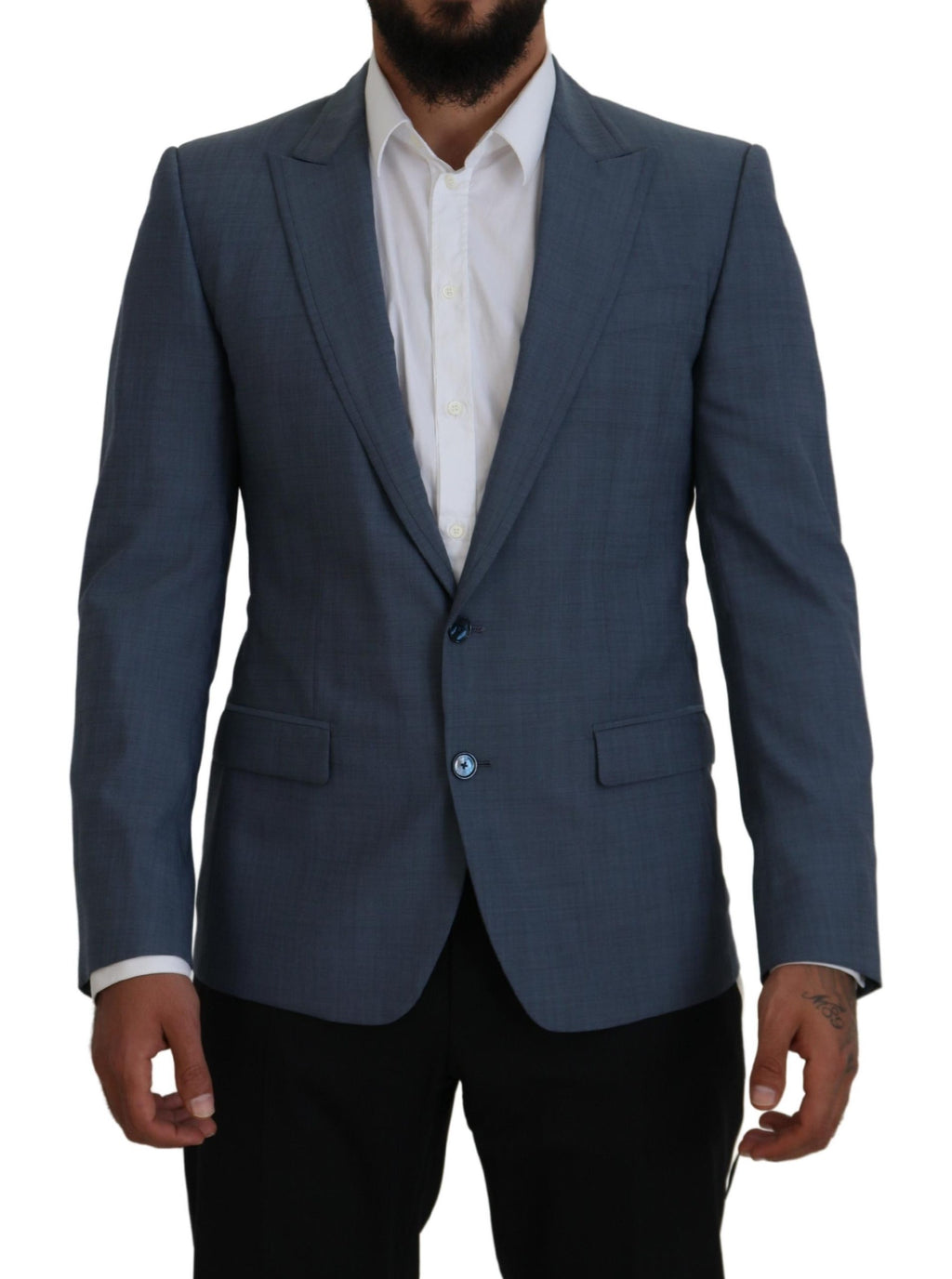 Dolce & Gabbana Blue Wool Stretch Slim Fit Blazer