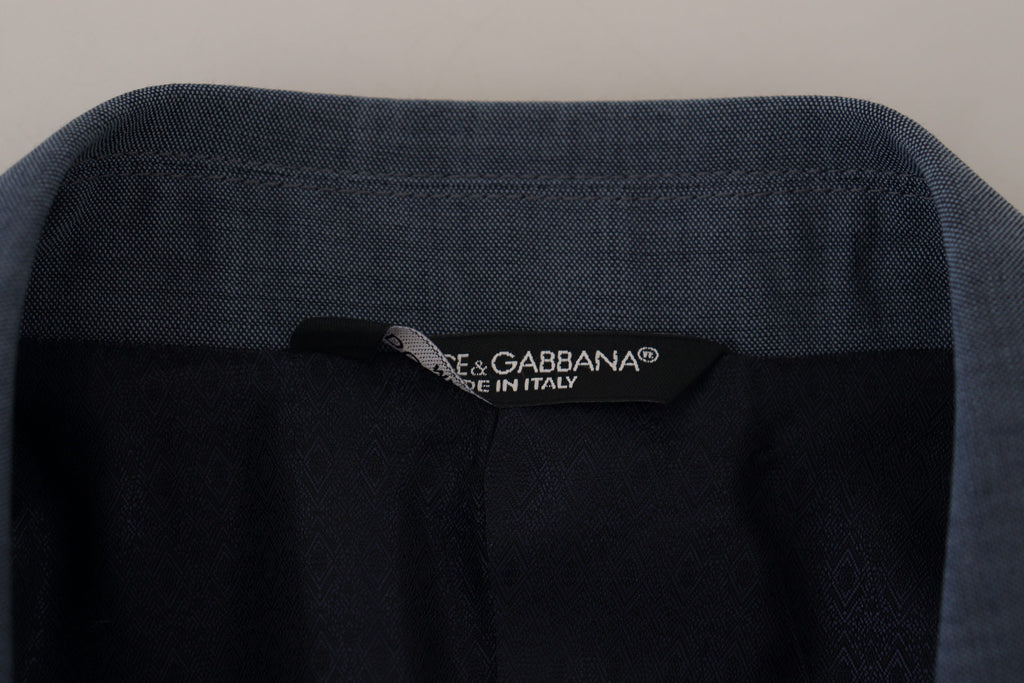 Dolce & Gabbana Blue Wool Stretch Slim Fit Blazer