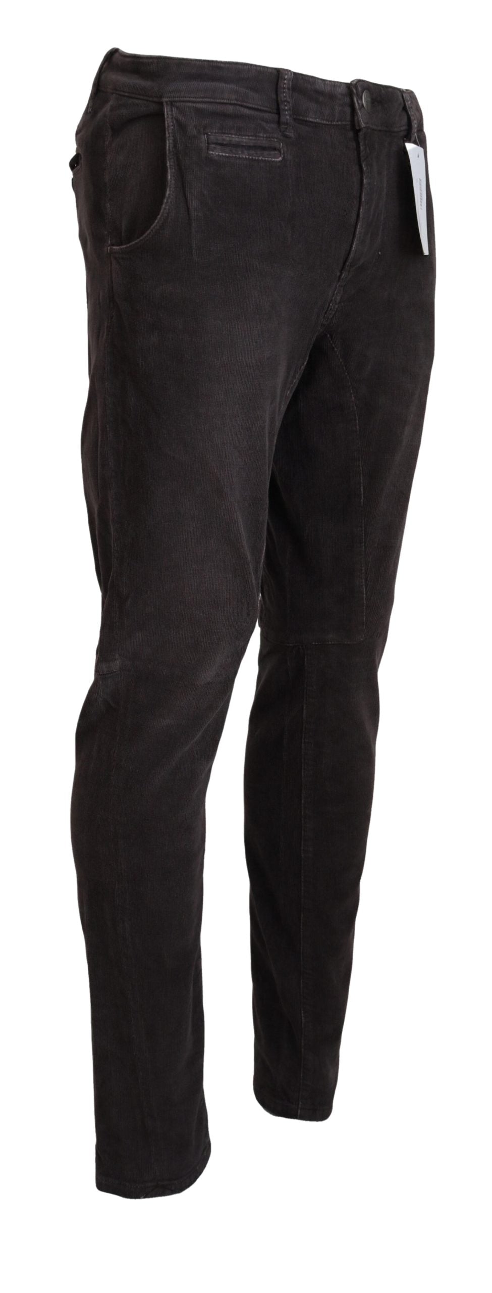 Acht Brown Cotton Straight Fit Casual Trousers