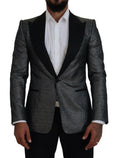 Dolce & Gabbana Dark Grey Silver Jacquard Slim Fit Blazer