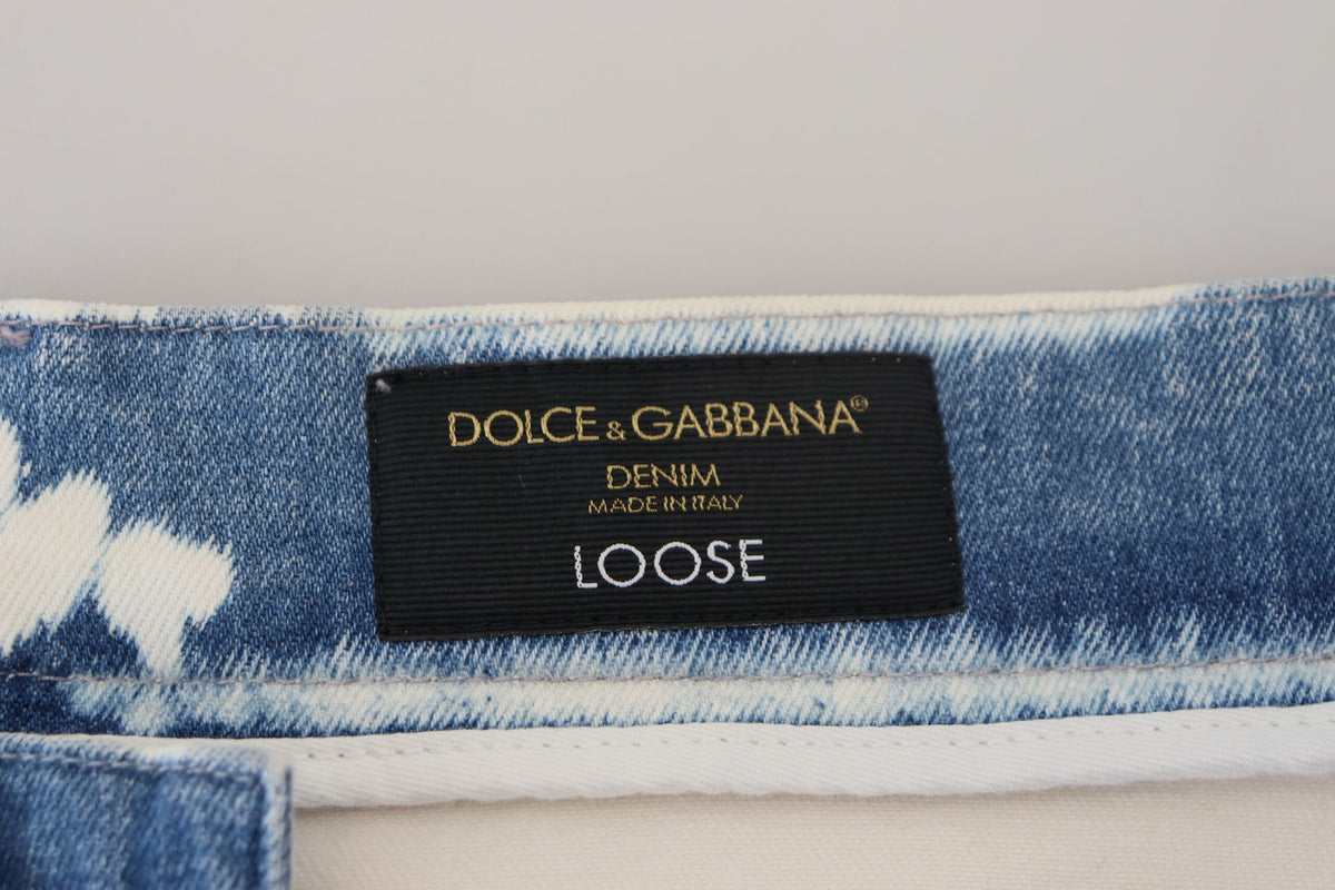 Dolce & Gabbana Blue Caesar Denim Cotton Loose Fit Jeans