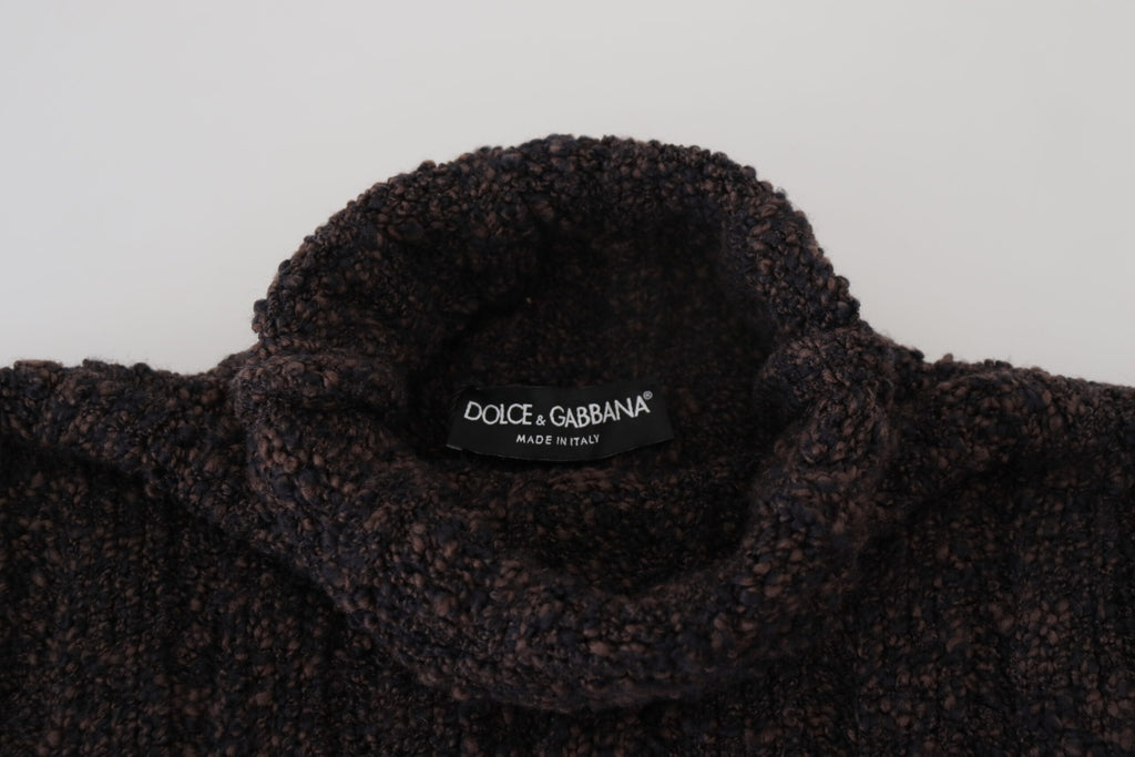Dolce & Gabbana Brown Wool Knit Turtleneck Sweater