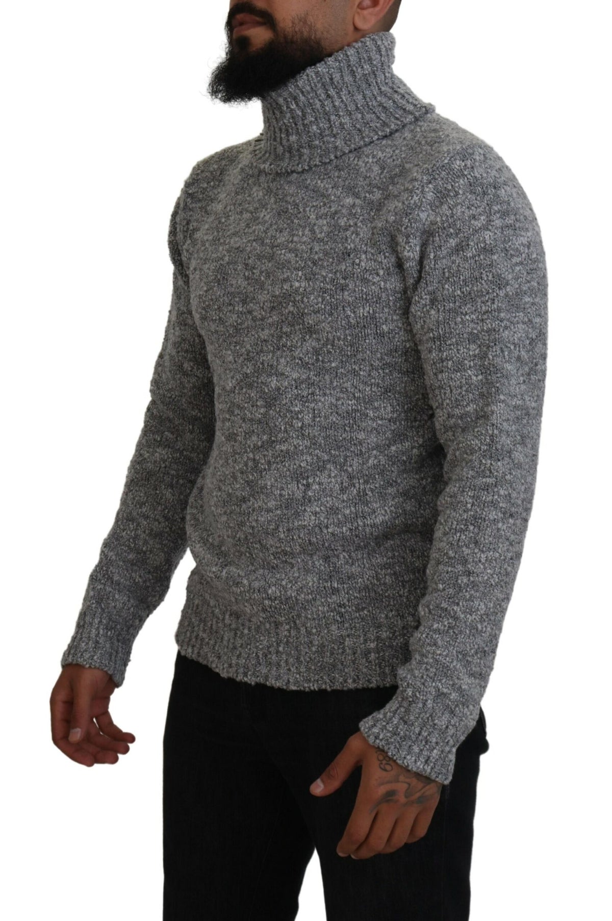 Dolce & Gabbana Grey Wool Knit Turtleneck Sweater