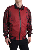Dolce & Gabbana Red Leopard Polyester Full-Zip Bomber Jacket
