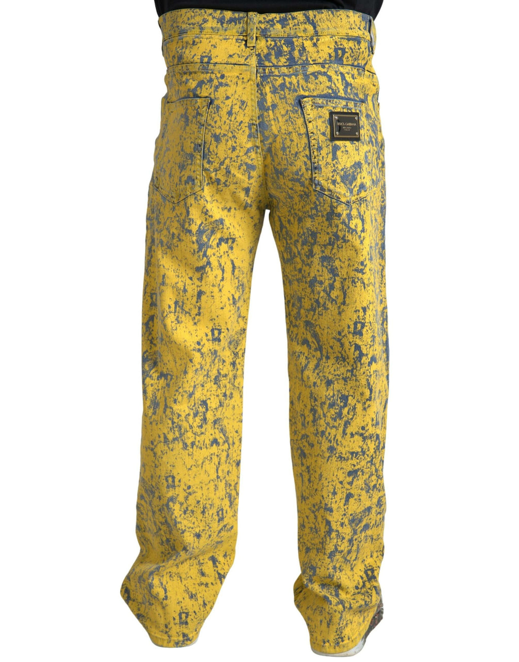 Dolce & Gabbana Yellow Cotton Tie Dye Straight Jeans