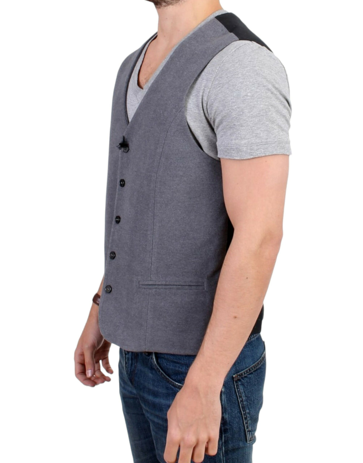 Costume National Grey Cotton Blend Casual Vest