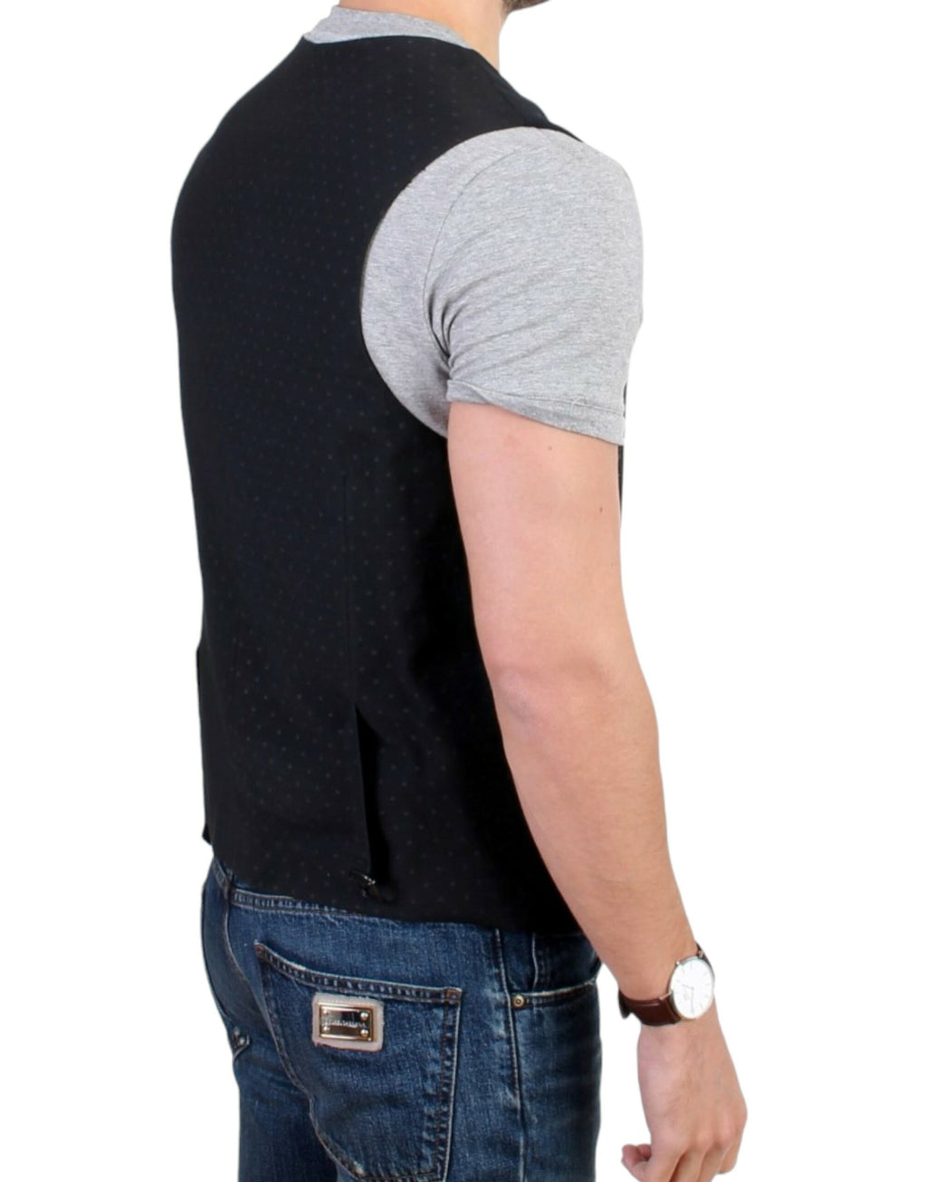 Costume National Black Wool Blend Casual Vest