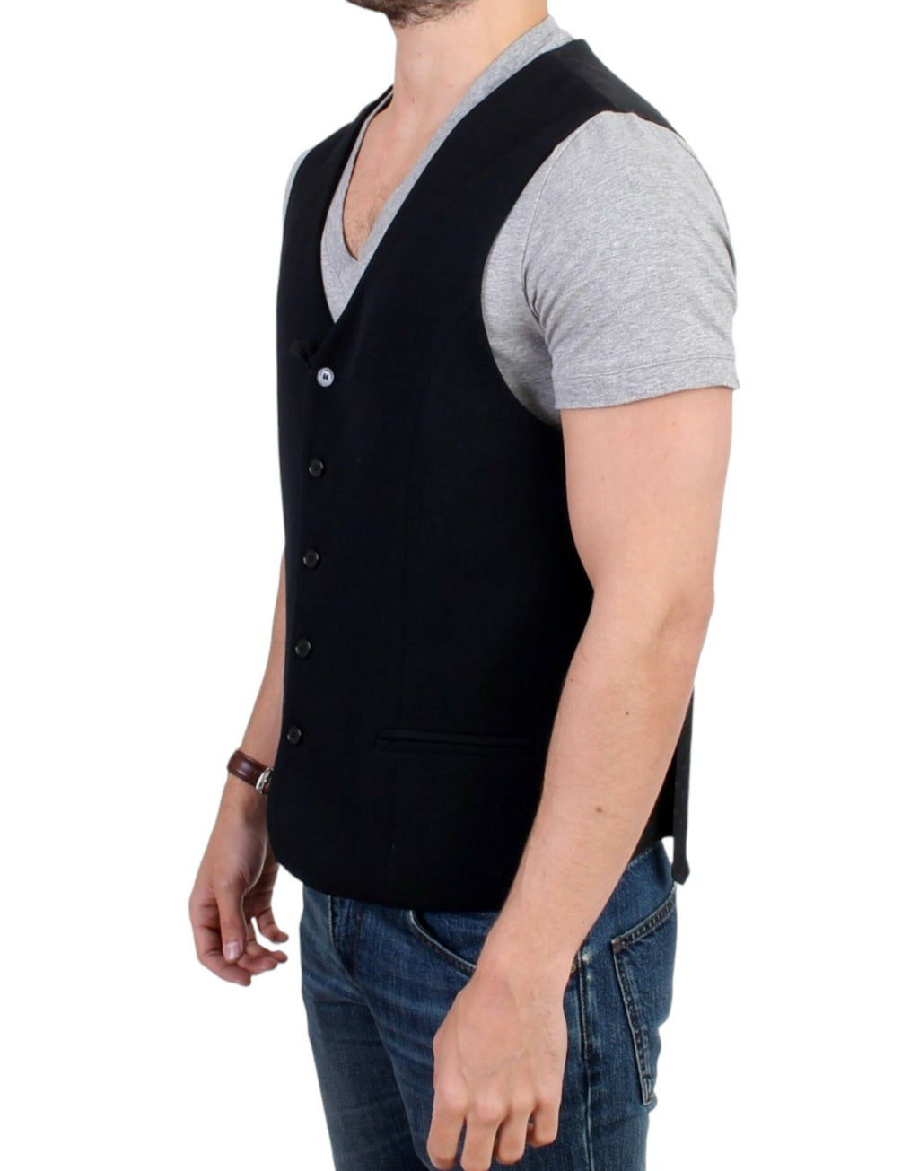 Costume National Black Wool Blend Casual Vest