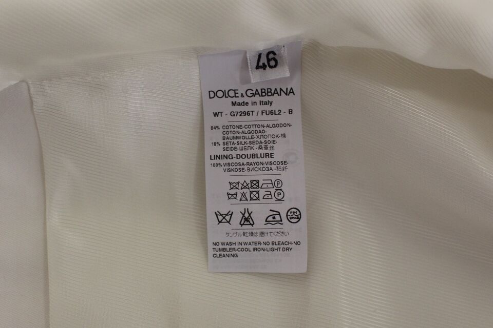 Dolce & Gabbana White Cotton Silk Blend Dress Vest