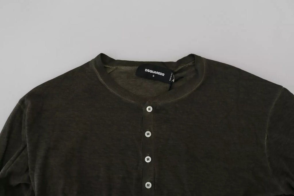 Dsquared2 Grey Cotton Linen Long-Sleeve Sweater