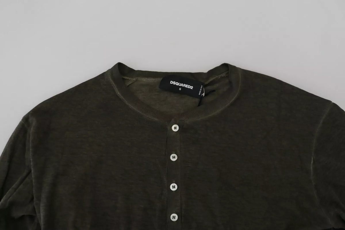 Dsquared2 Grey Cotton Linen Long-Sleeve Sweater