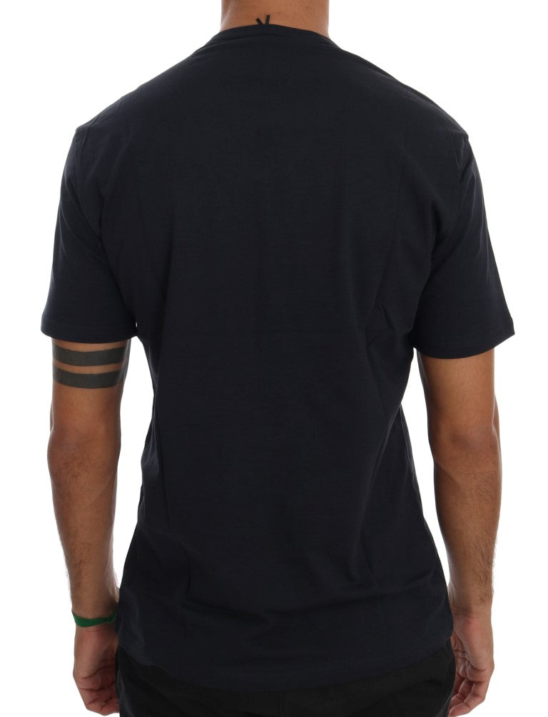 Daniele Alessandrini Blue Cotton V-Neck T-Shirt