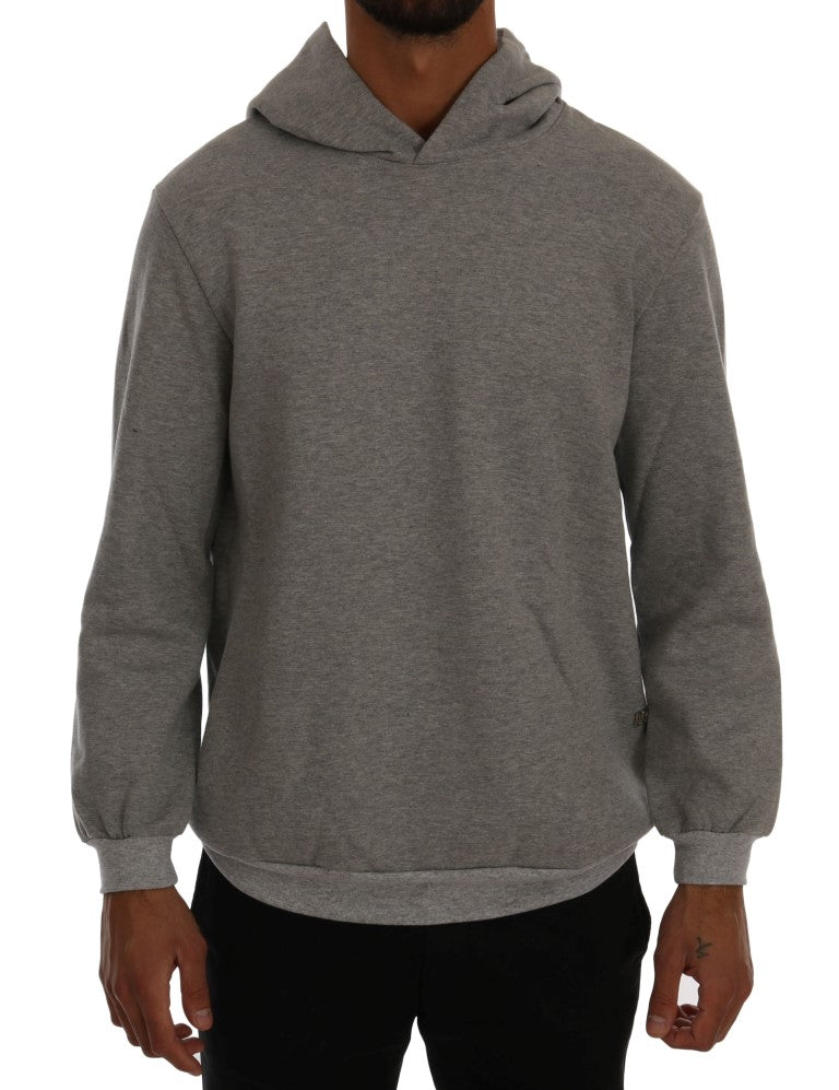 Daniele Alessandrini Grey Hooded Cotton Sweater