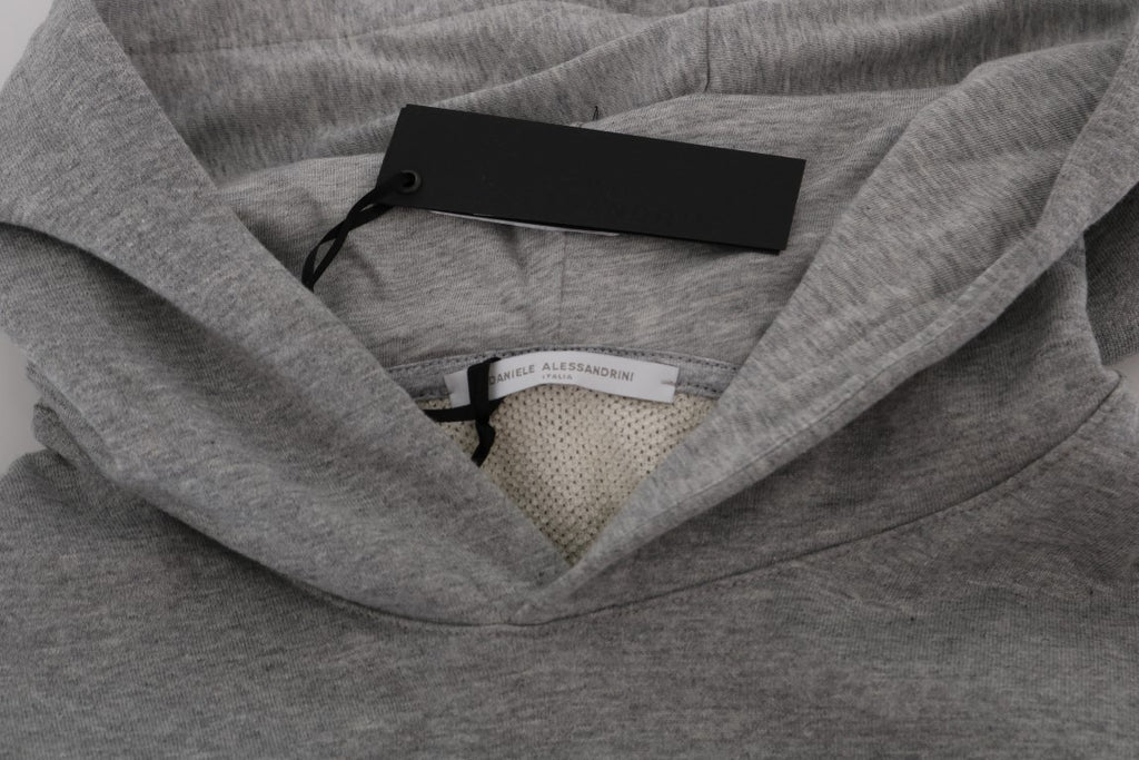 Daniele Alessandrini Grey Hooded Cotton Sweater