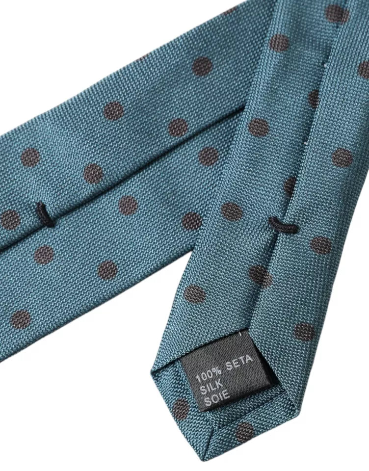 Dolce & Gabbana Blue Black Polka Dot Silk Tie