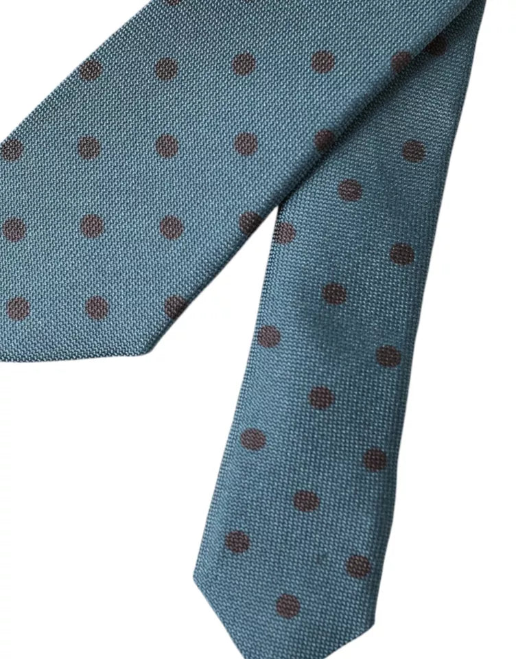 Dolce & Gabbana Blue Black Polka Dot Silk Tie