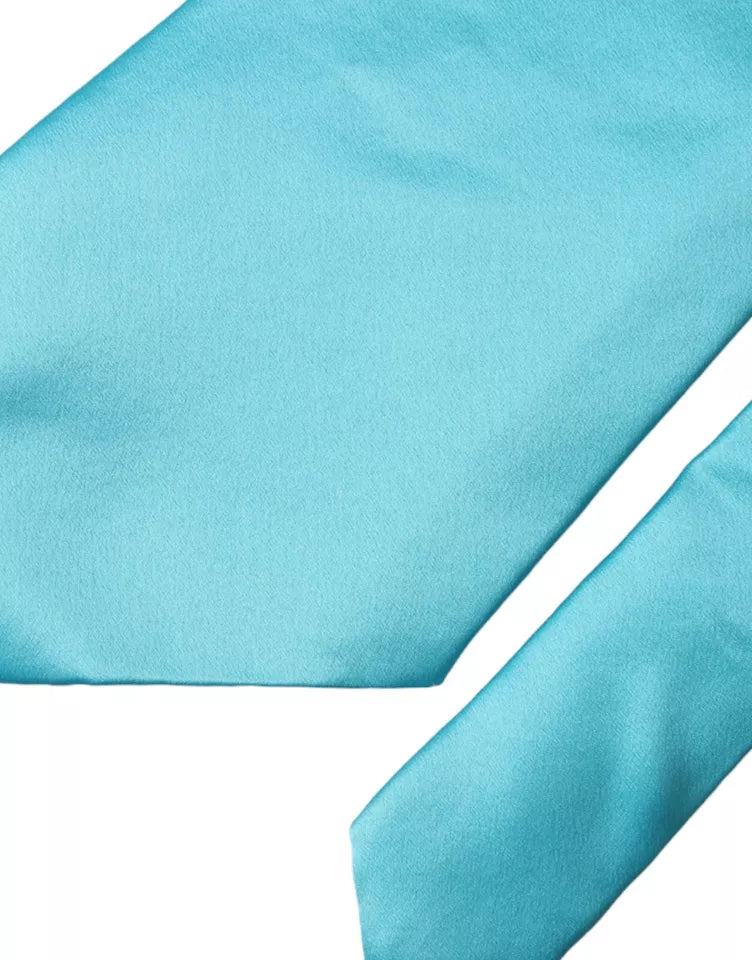 Dolce & Gabbana Light Blue Satin Silk Wide Tie