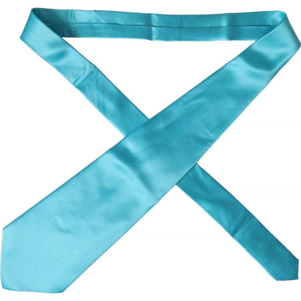 Dolce & Gabbana Light Blue Satin Silk Wide Tie