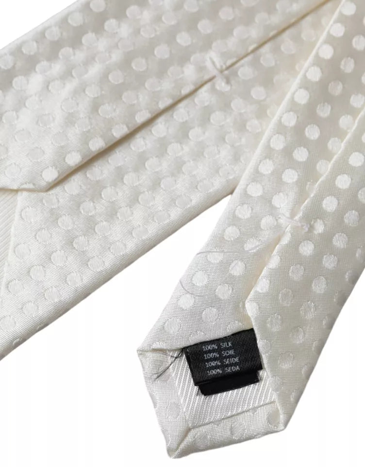 Dolce & Gabbana White Dotted Silk Classic Tie