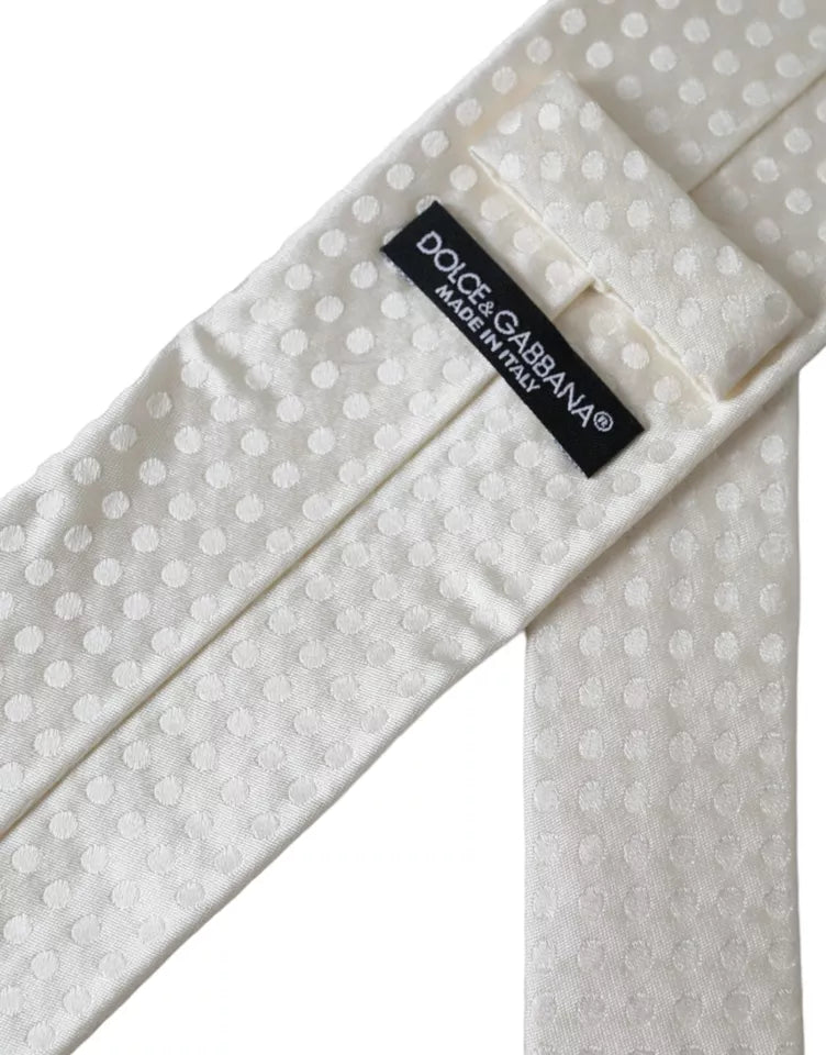 Dolce & Gabbana White Dotted Silk Classic Tie