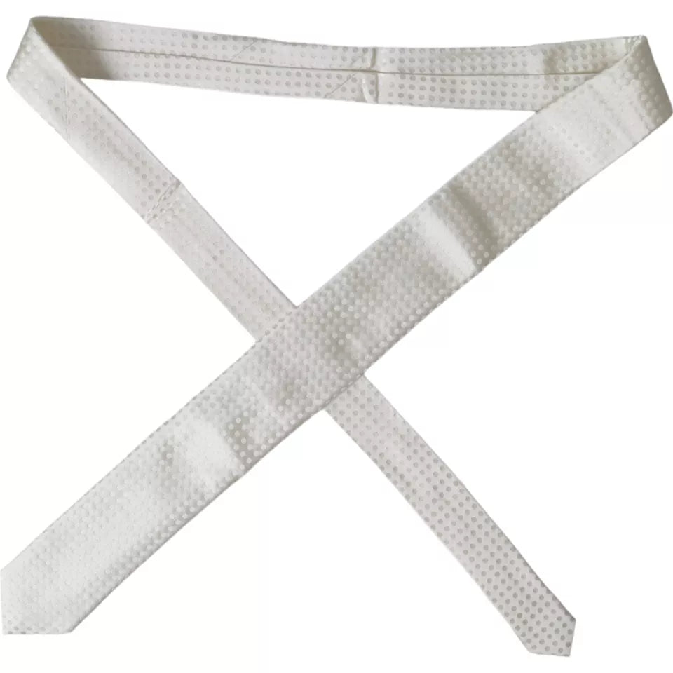 Dolce & Gabbana White Dotted Silk Classic Tie