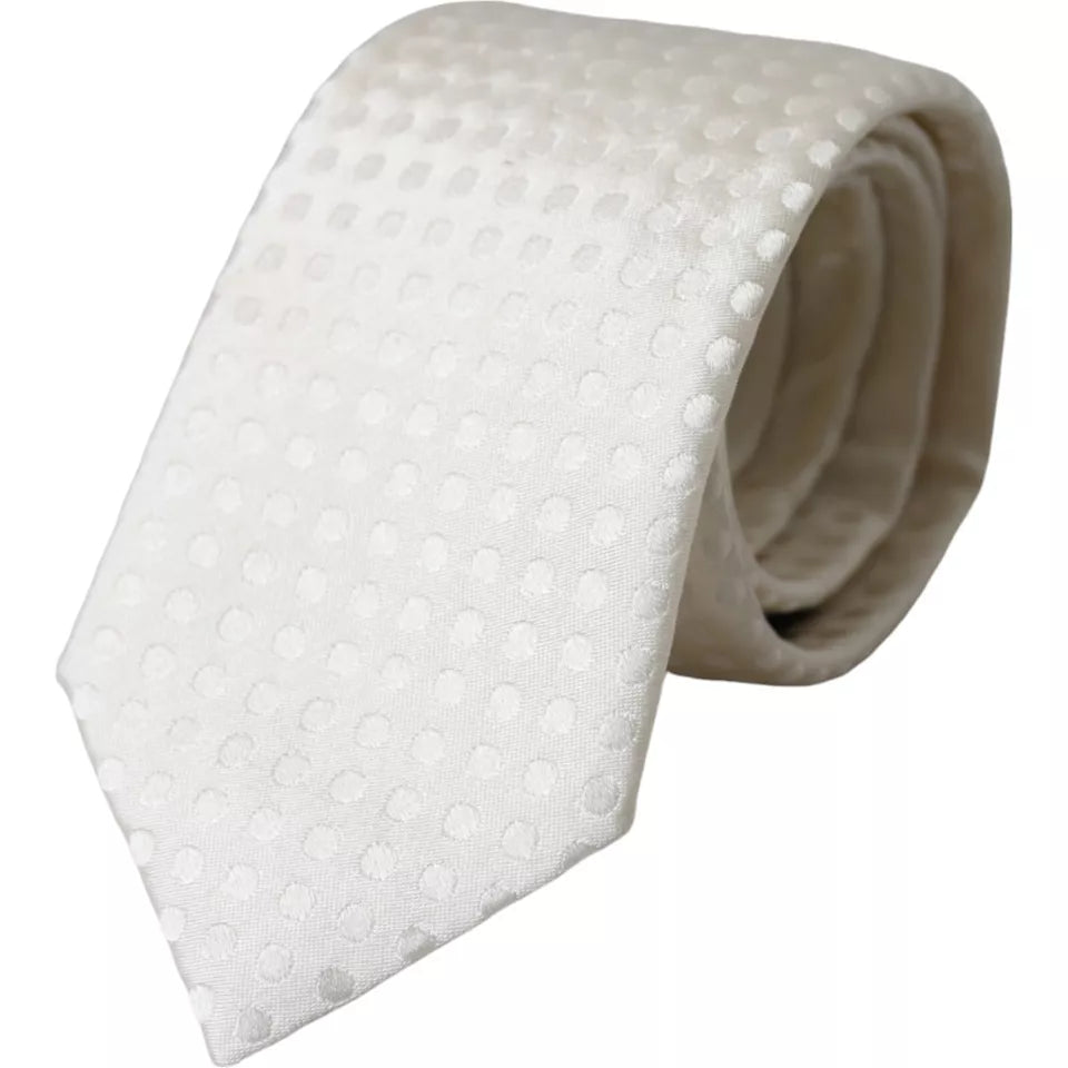 Dolce & Gabbana White Dotted Silk Classic Tie