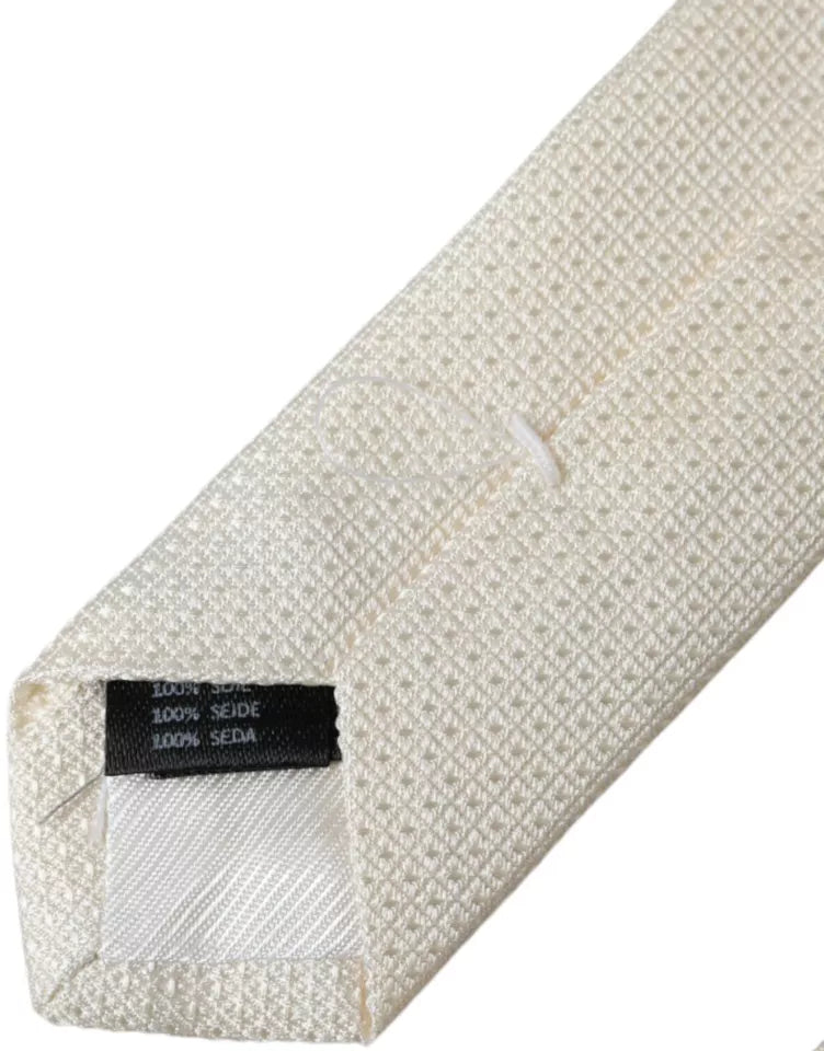 Dolce & Gabbana Off White Patterned Silk Classic Tie