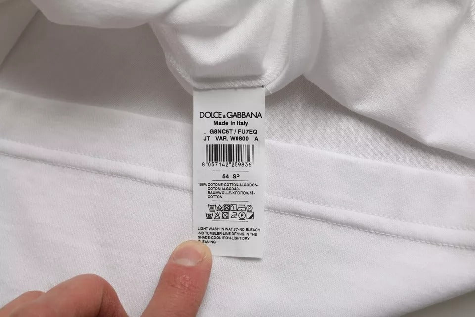 Dolce & Gabbana White Cotton Round Neck Short-Sleeve T-Shirt