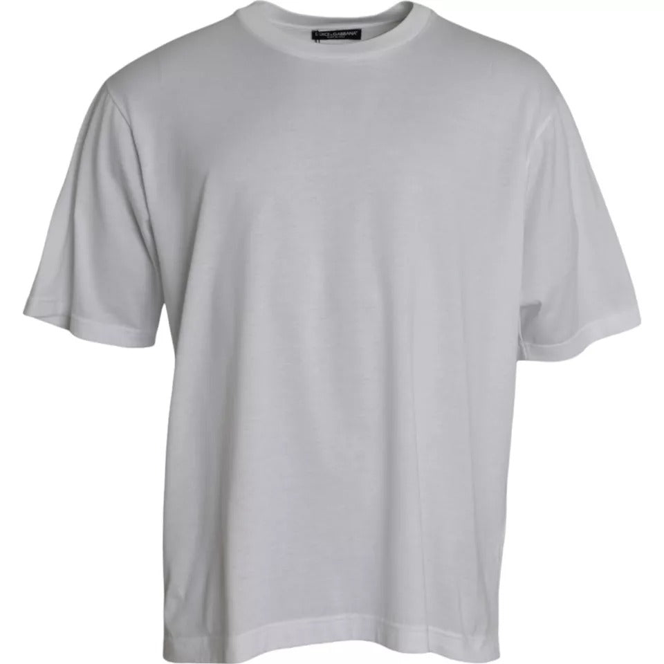Dolce & Gabbana White Cotton Round Neck Short-Sleeve T-Shirt
