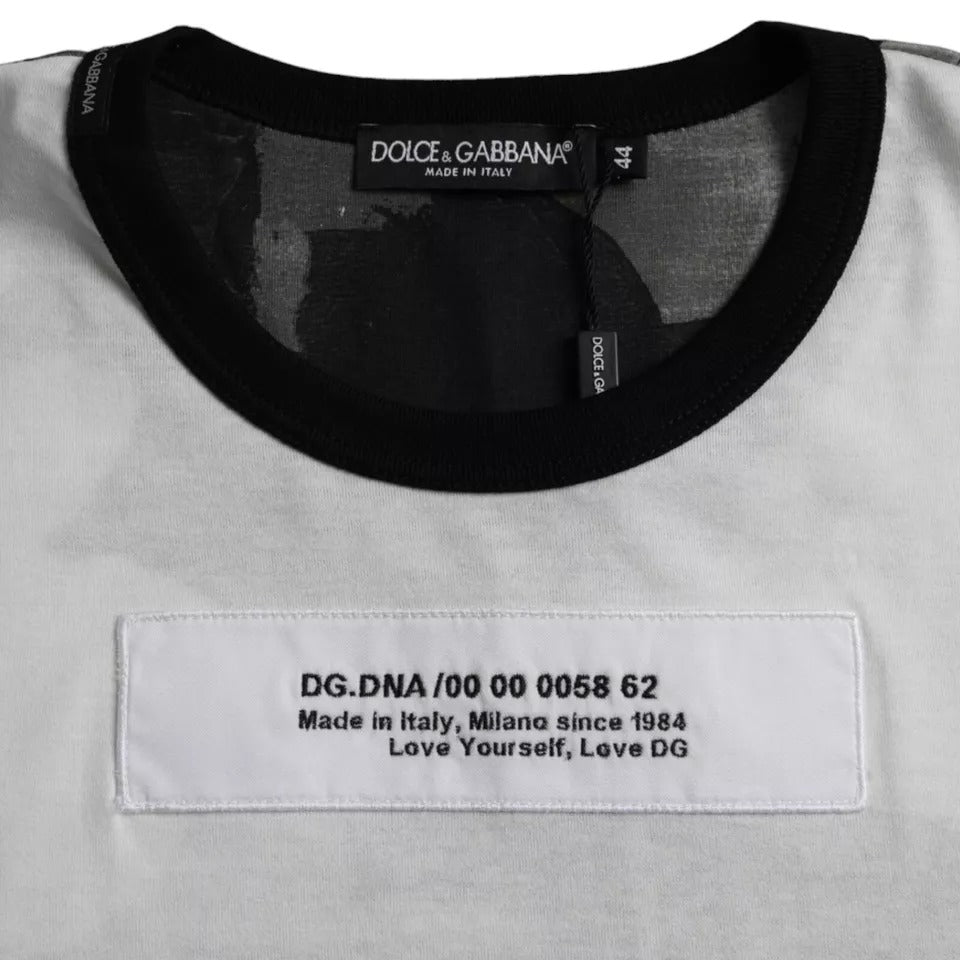 Dolce & Gabbana Black White Camouflage Round Neck T-Shirt