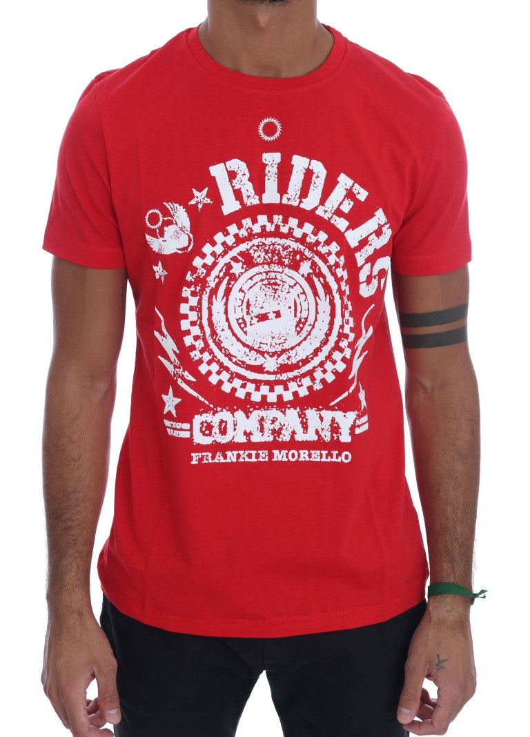 Frankie Morello Red Cotton Riders Crew Neck T-Shirt