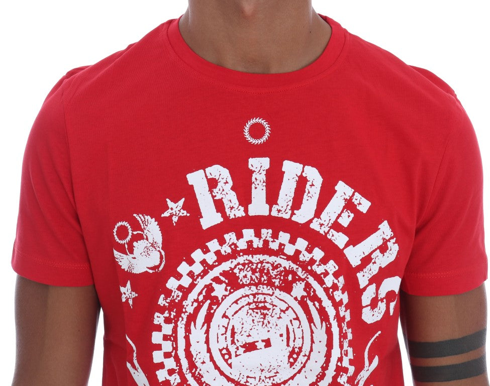 Frankie Morello Red Cotton Riders Crew Neck T-Shirt