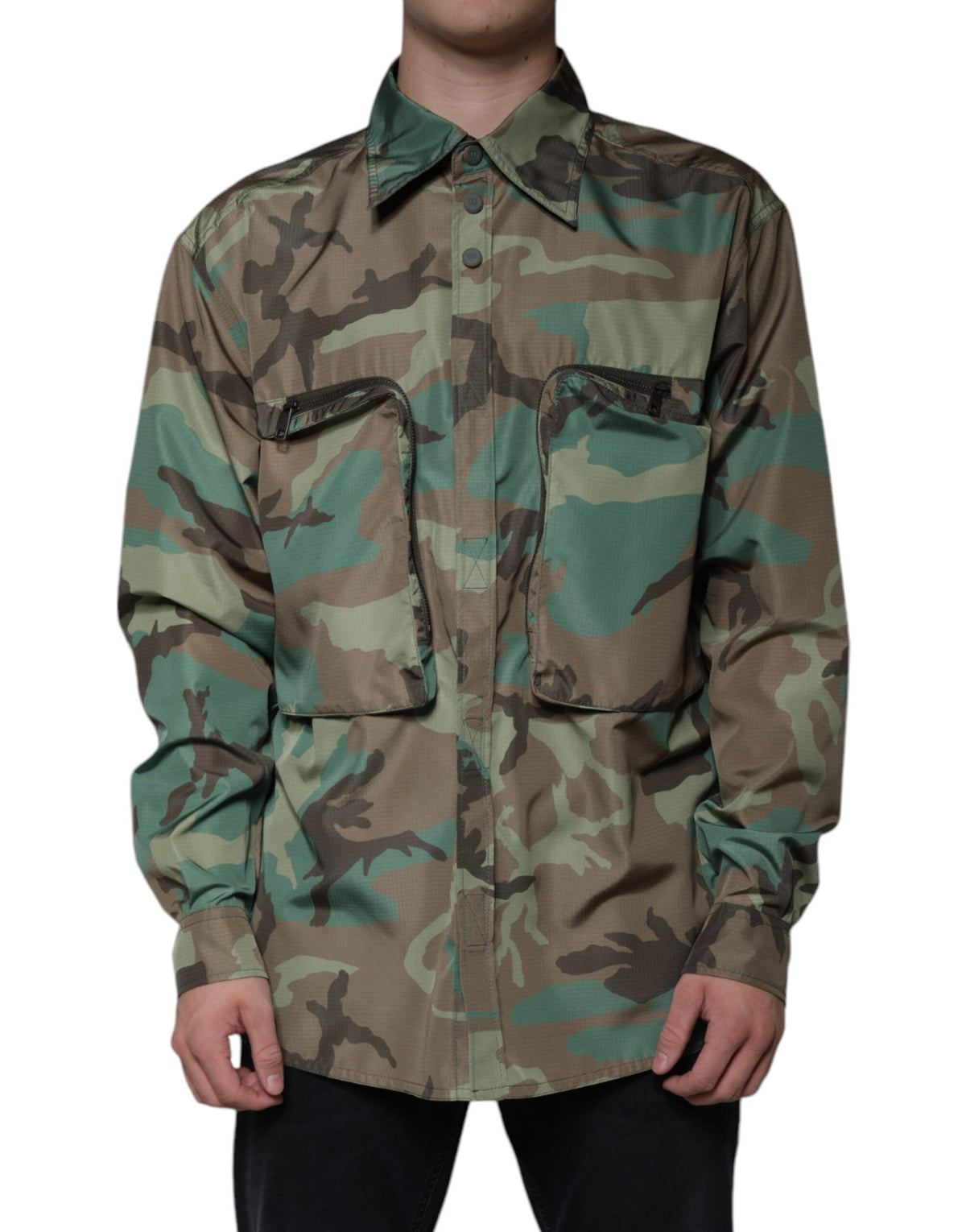 Dolce & Gabbana Multicolor Camouflage Button-Down Shirt