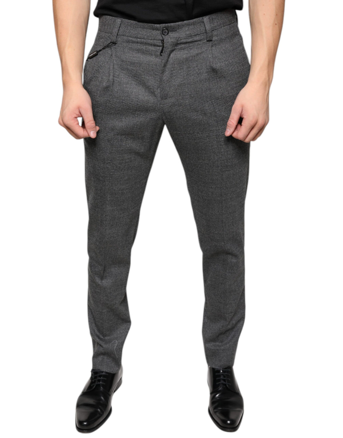 Dolce & Gabbana Grey Check Tartan Wool Skinny Trousers