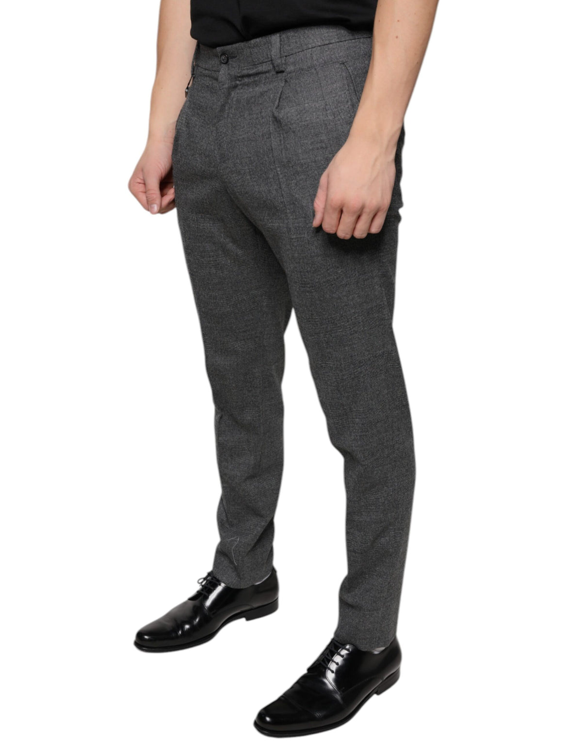 Dolce & Gabbana Grey Check Tartan Wool Skinny Trousers