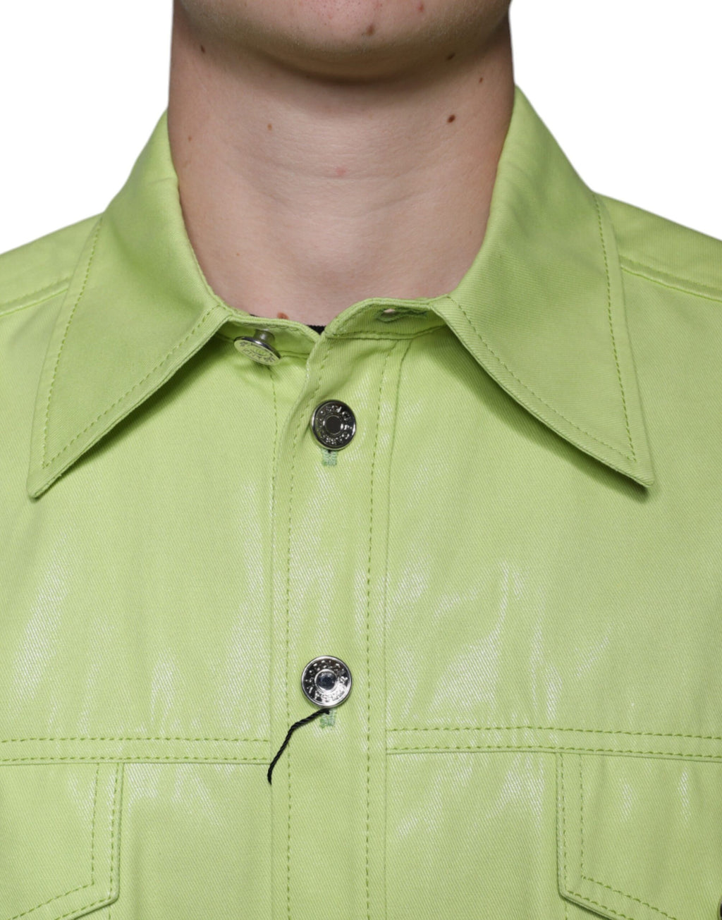 Dolce & Gabbana Green Cotton Collared Button-Down Shirt