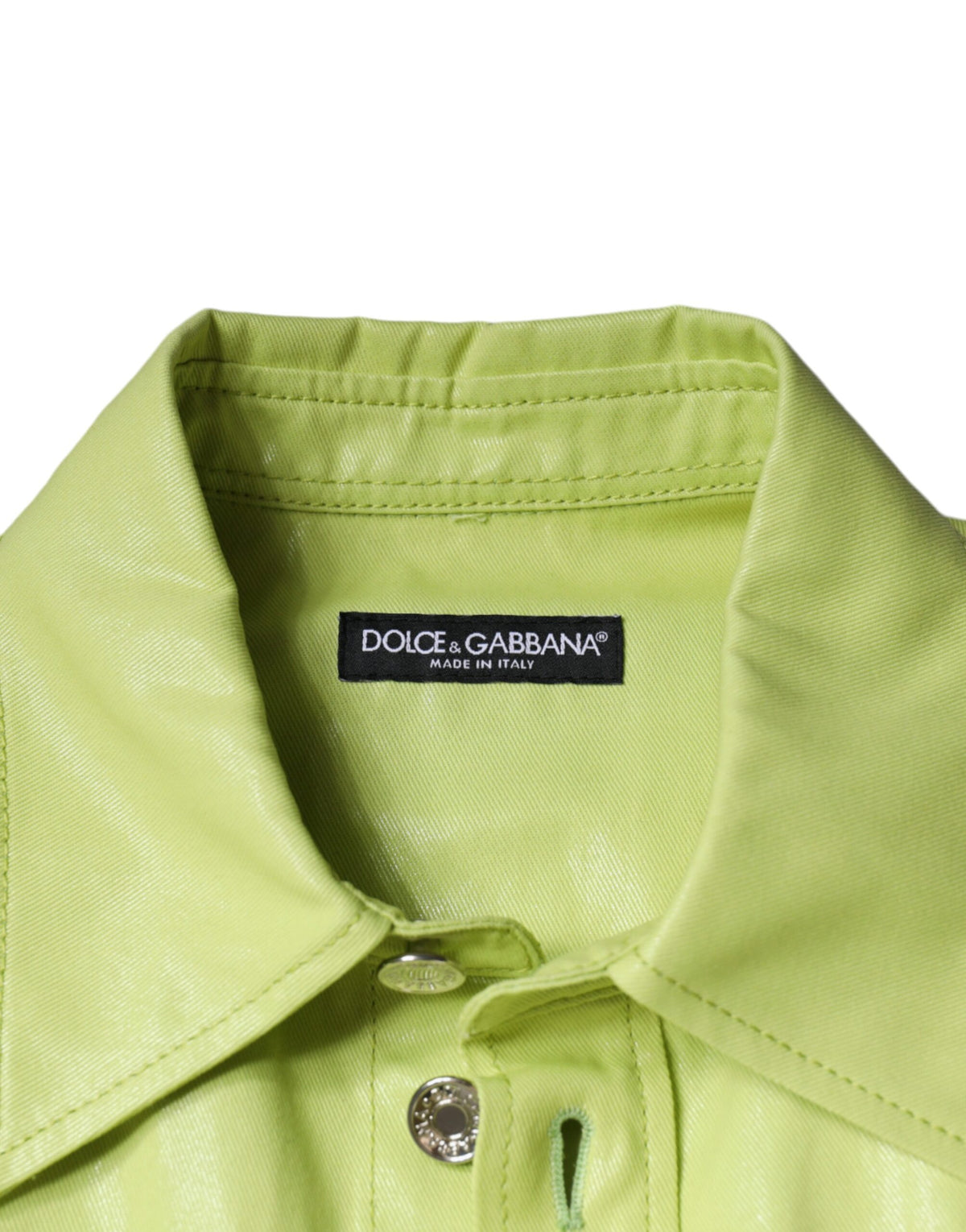 Dolce & Gabbana Green Cotton Collared Button-Down Shirt