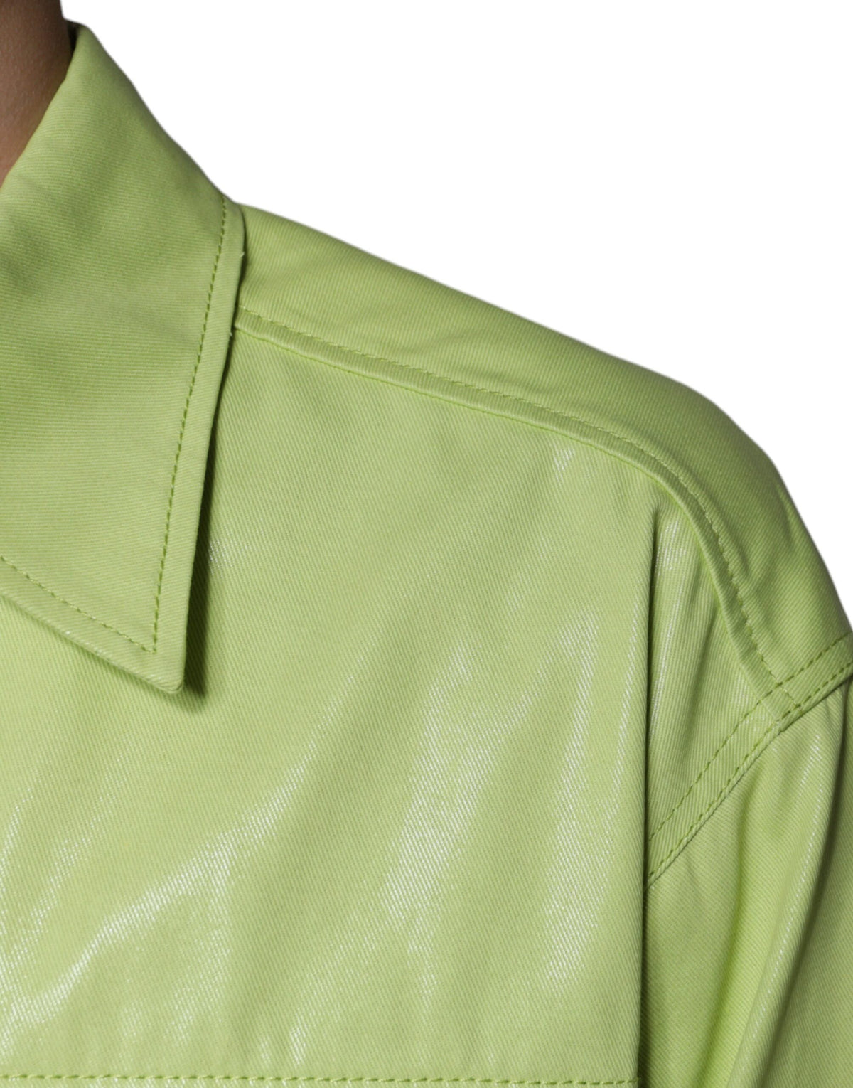 Dolce & Gabbana Green Cotton Collared Button-Down Shirt