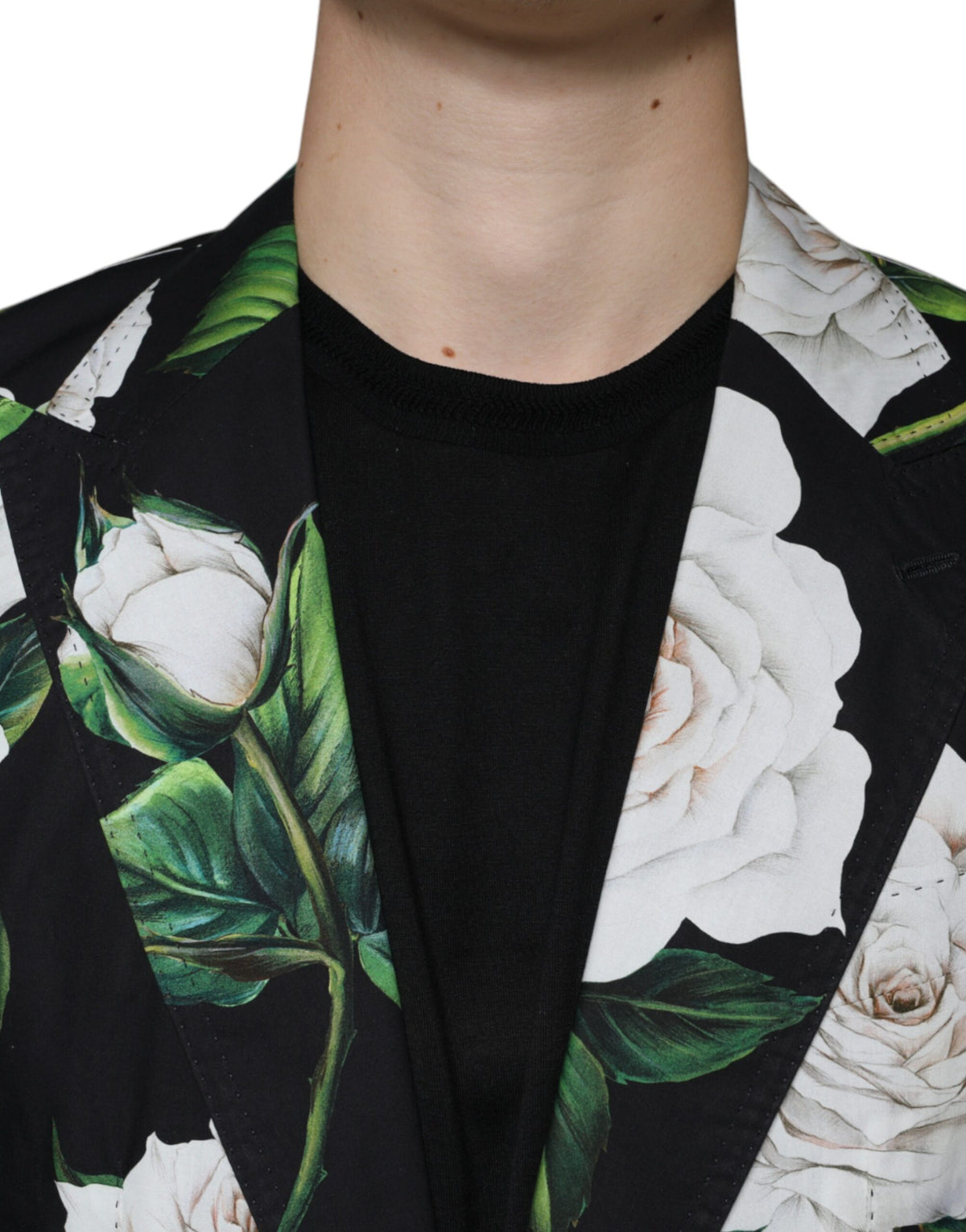 Dolce & Gabbana Black Rose Cotton Formal 2-Piece Suit