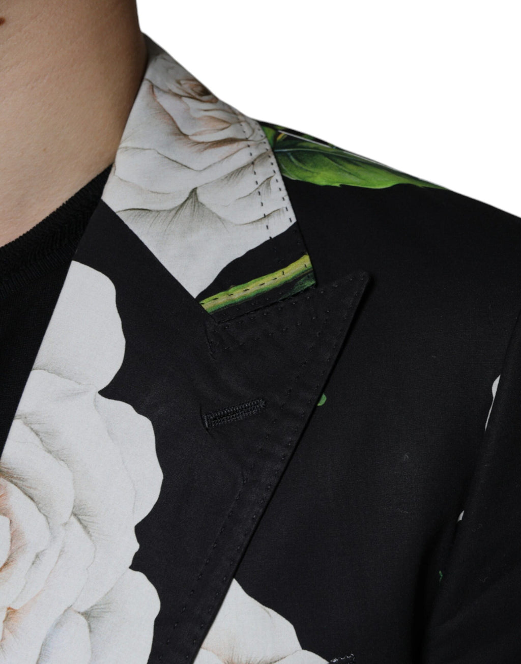 Dolce & Gabbana Black Rose Cotton Formal 2-Piece Suit