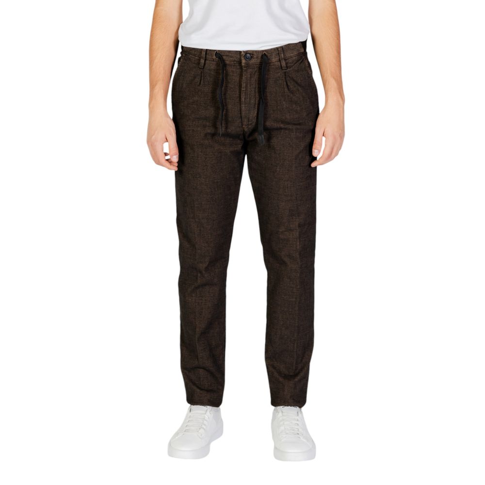 Brown Cotton Casual Pants
