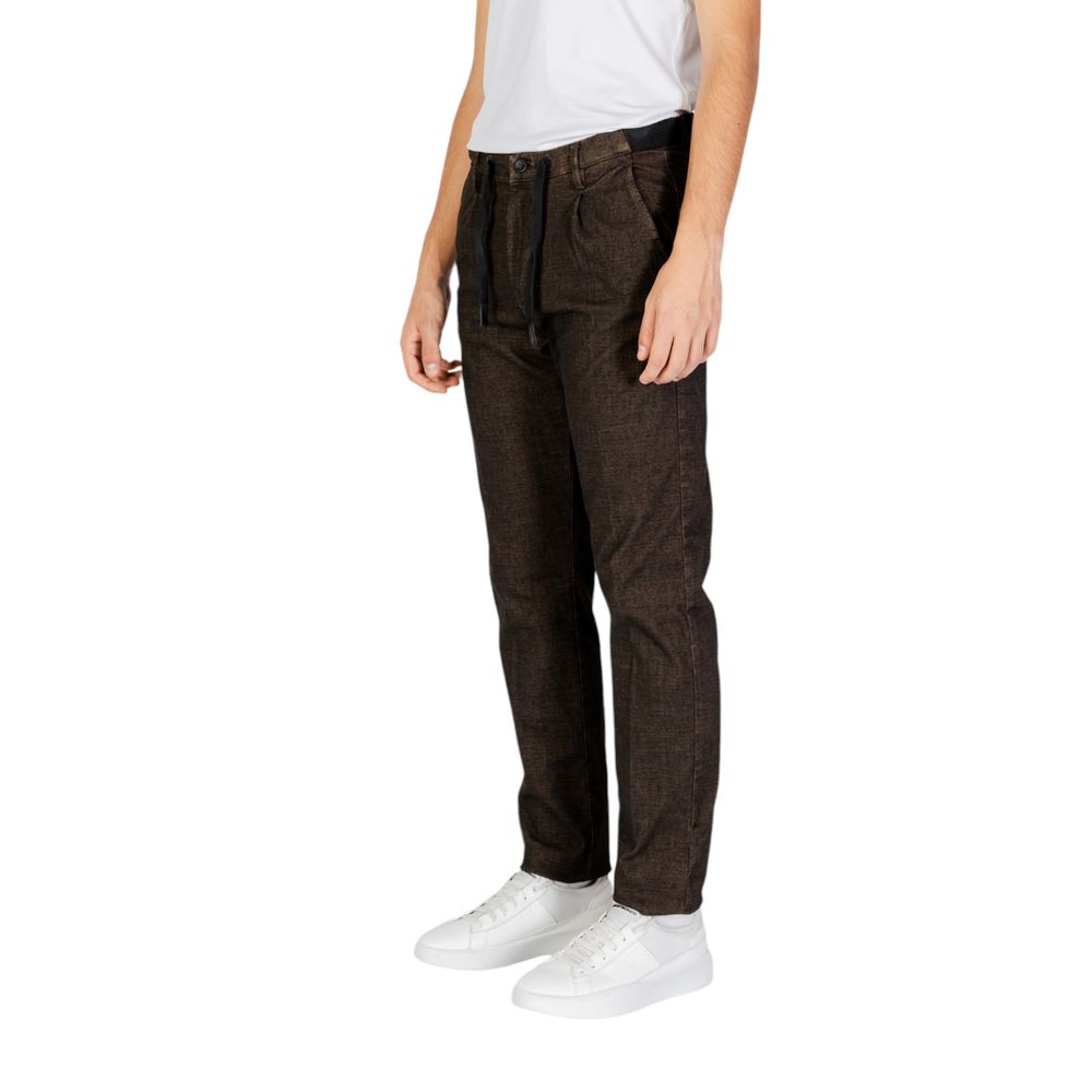 Brown Cotton Casual Pants