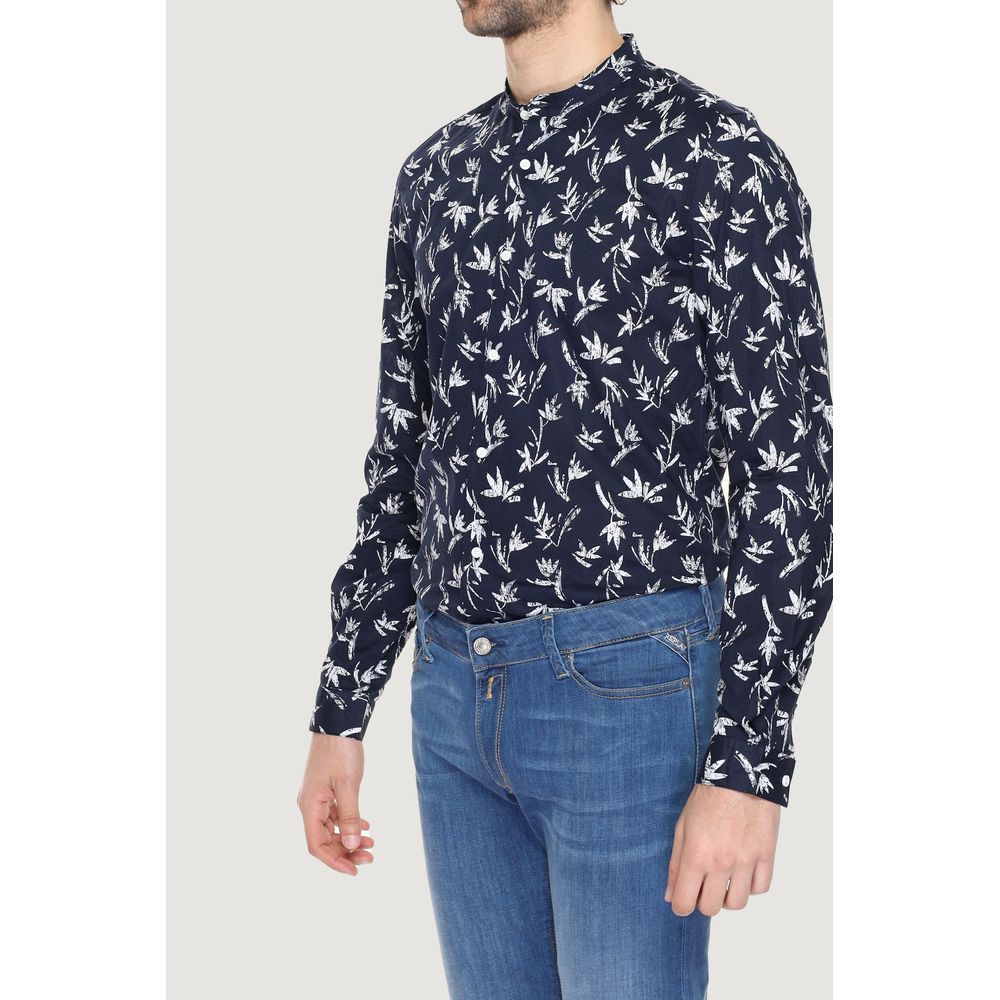 Blue Cotton Pattern Shirt