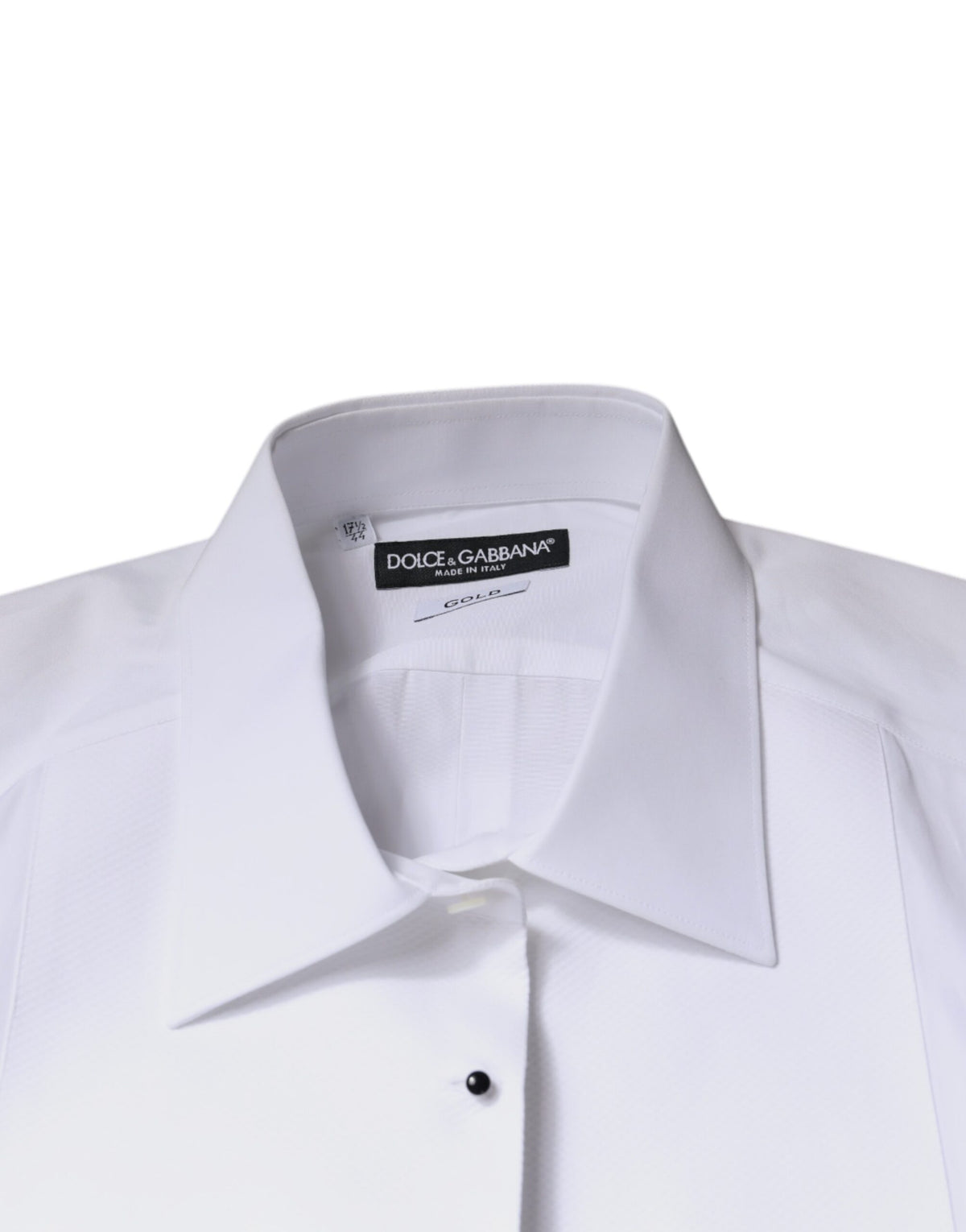 Dolce & Gabbana White Bib Cotton Poplin Gold Formal Shirt