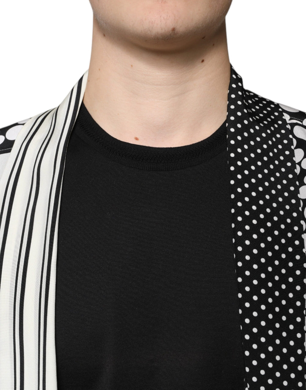 Dolce & Gabbana Black White Polka Dots Silk Casual Shirt
