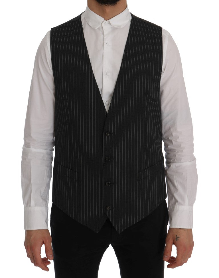 Dolce & Gabbana Grey Wool Stretch Vest