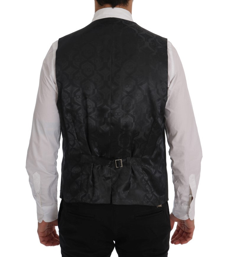 Dolce & Gabbana Grey Wool Stretch Vest