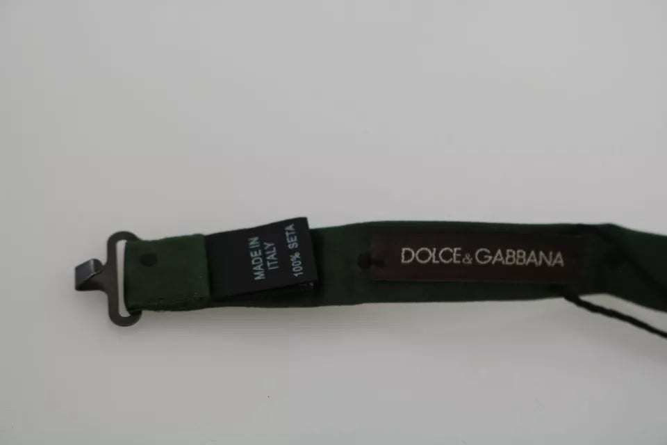 Dolce & Gabbana Green Dotted Silk Bow Tie