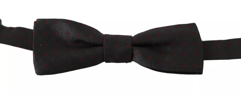 Dolce & Gabbana Grey Dotted Silk Bow Tie