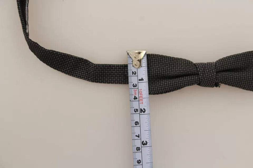 Dolce & Gabbana Grey Pattern Silk Bow Tie
